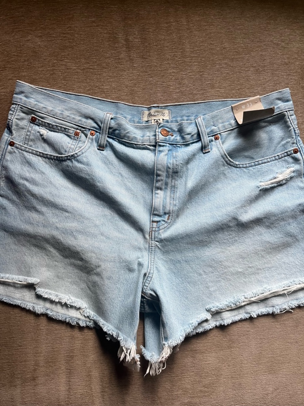 NWT Madewell Relaxed Denim Shorts Mid Length Waist 33